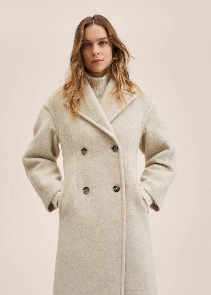 Mango oatmeal wool blend double breasted coat at Palace of Nowhere