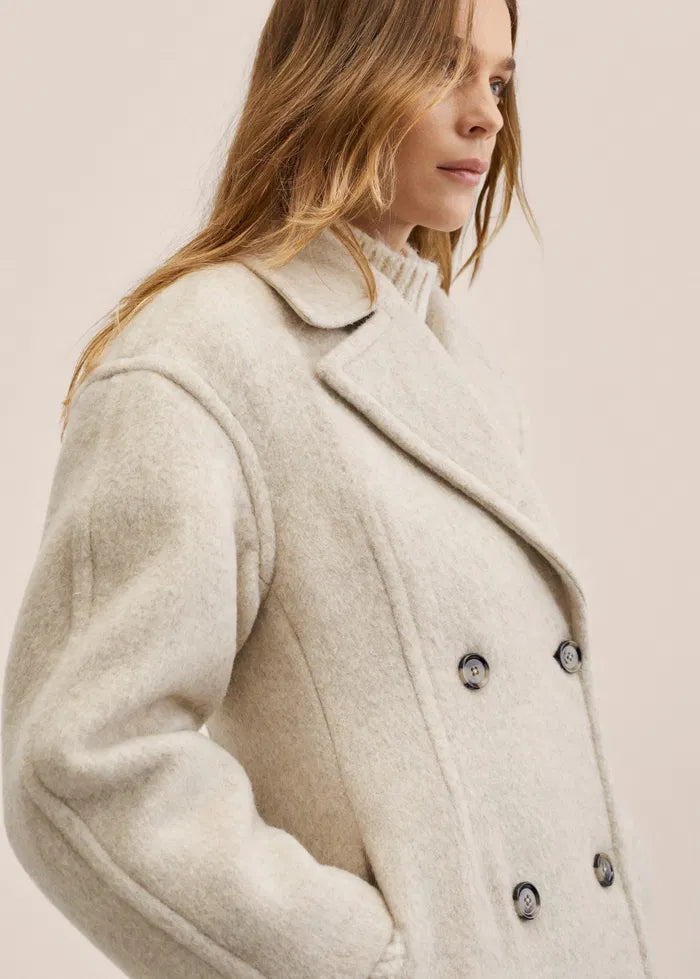 Mango oatmeal wool blend double breasted coat at Palace of Nowhere